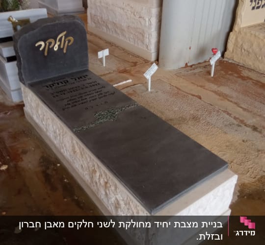 מצבות עם כיתוב בעברית, אבן כהה ולבנה